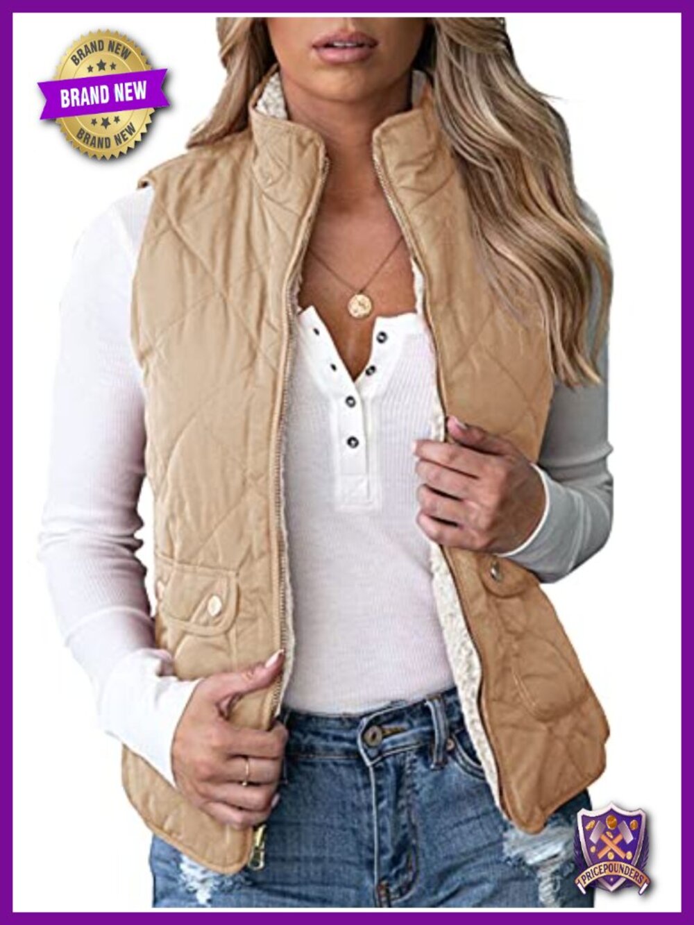 Reversible Quilted Sherpa Fleece Vest Lightweight Sports Vest Coat
